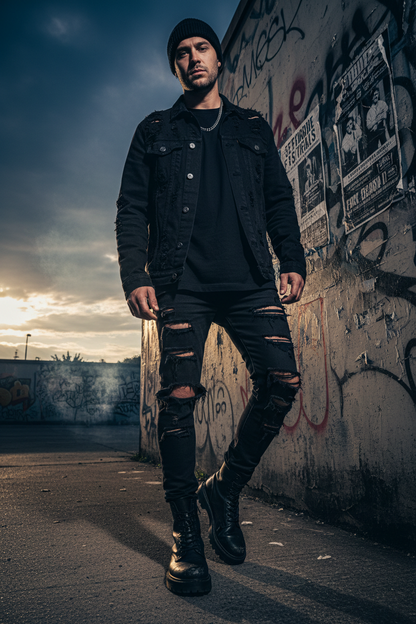 Ripped Black Denim - Lifestyle