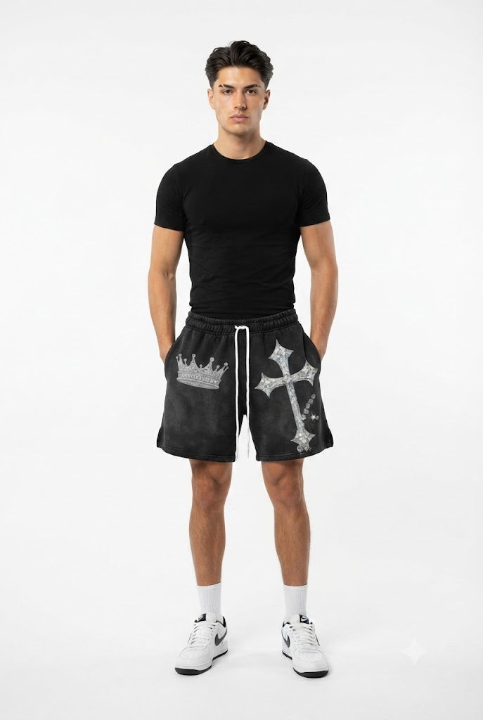 Crown & Cross Graphic Mesh Shorts