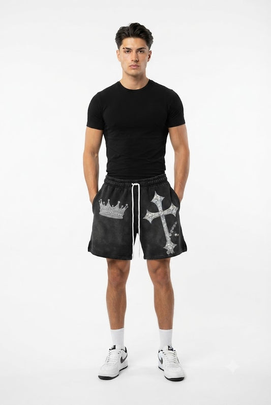 Crown & Cross Graphic Mesh Shorts