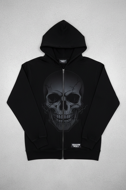 Shadow Skull Zip Hoodie - Flat Lay