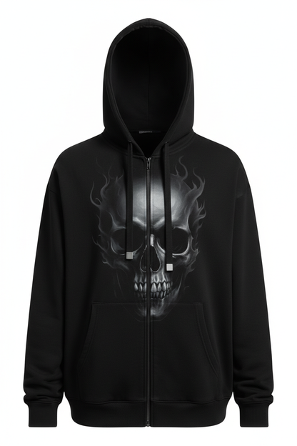 Shadow Skull Zip Hoodie - Front View