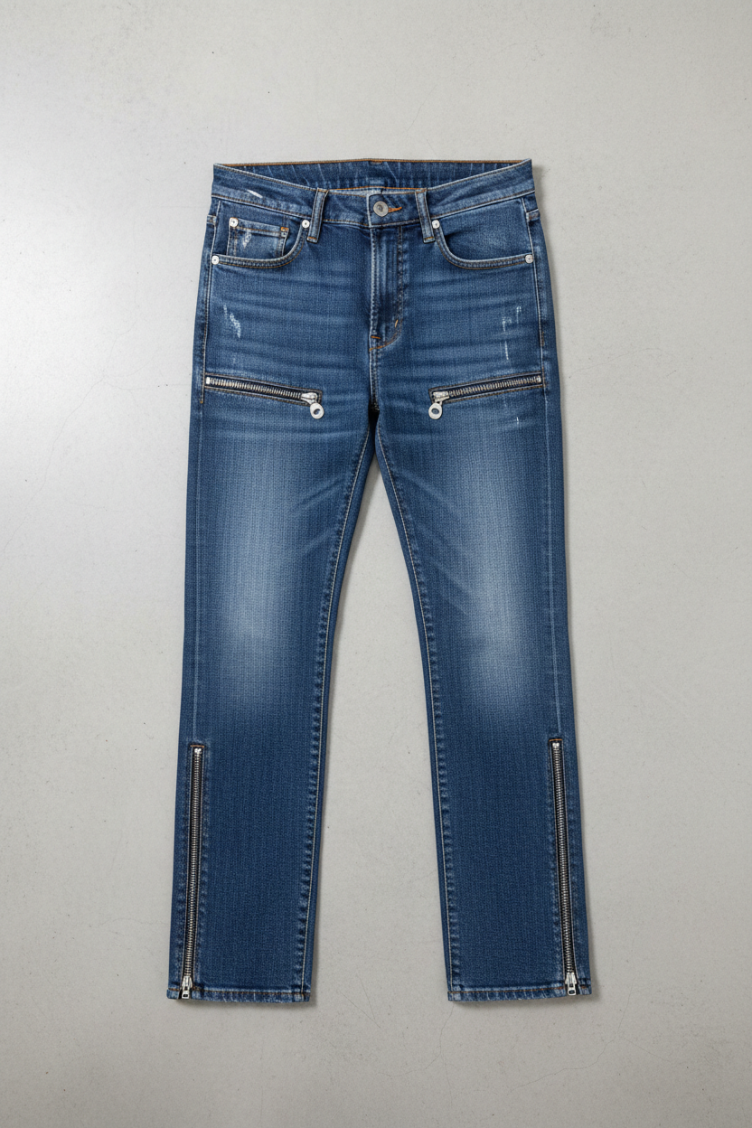 Straight Leg Zipper Panel Jeans - Flat Lay