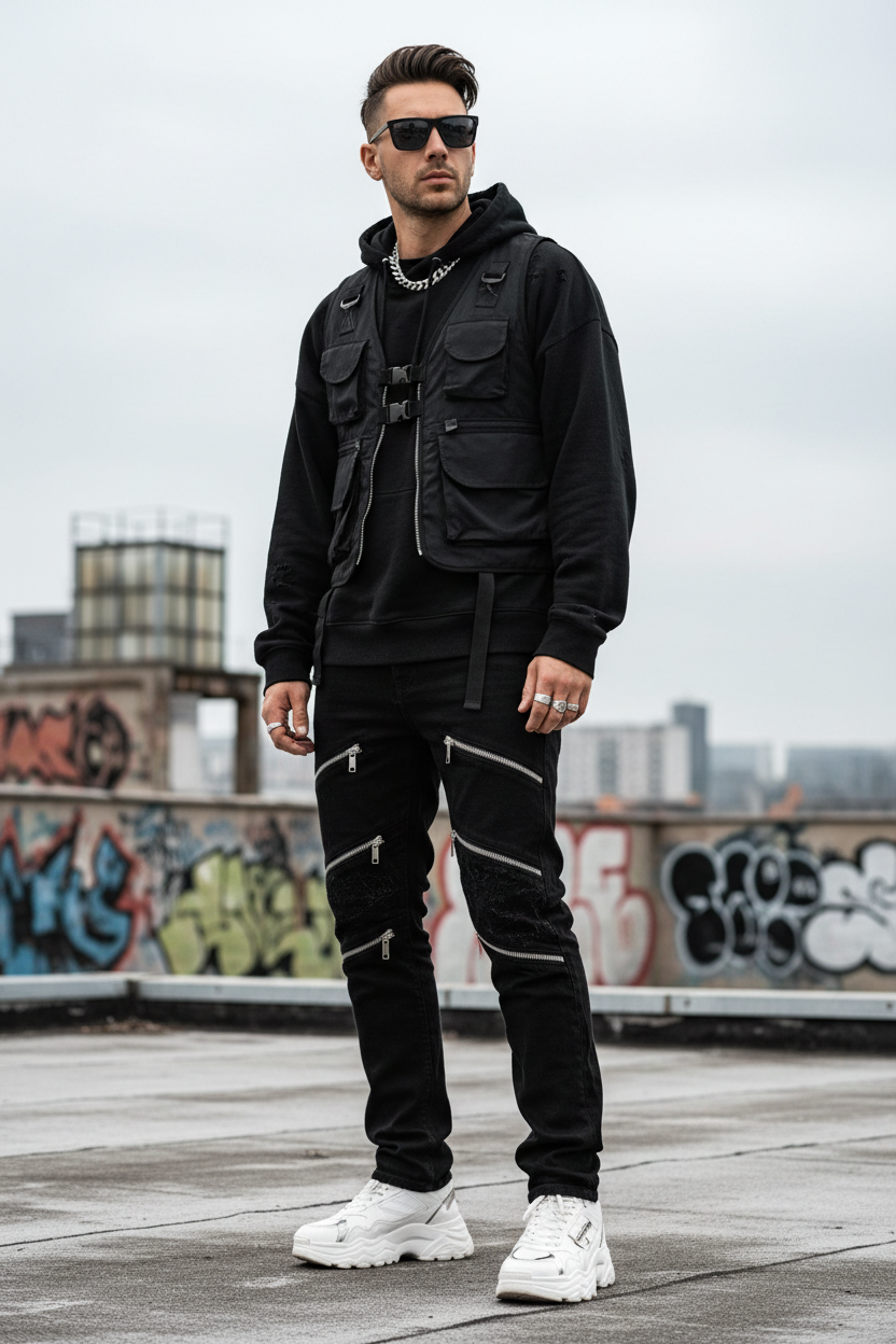 Straight Leg Zipper Panel Jeans - Lifestyle