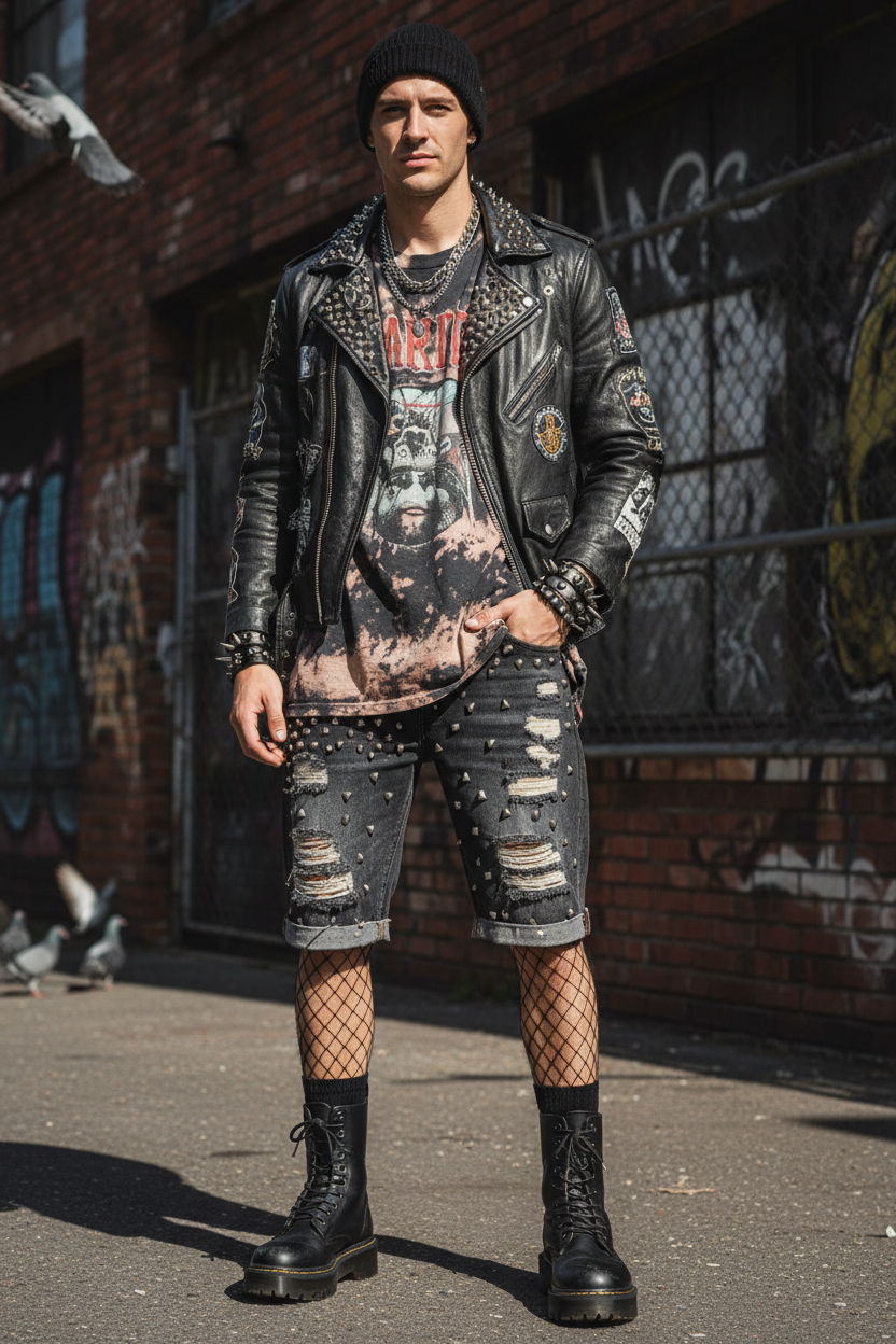 Studded Denim Shorts - Lifestyle