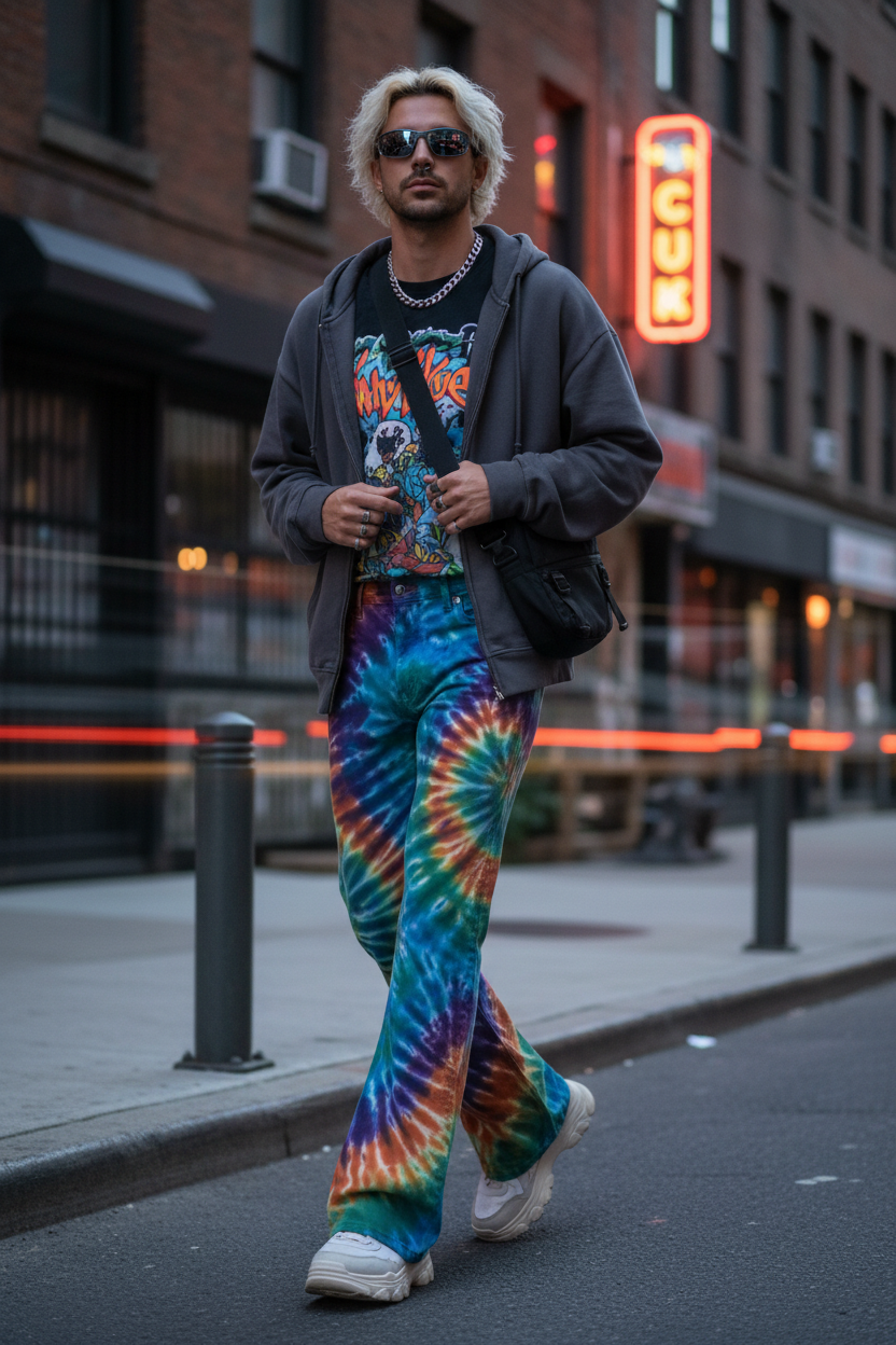 Tie Dye Bootcut Jeans - Lifestyle