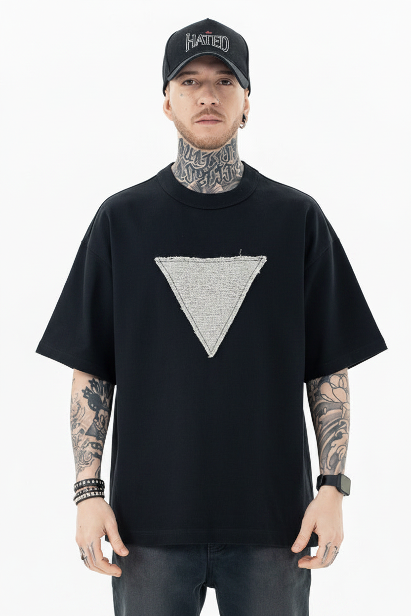 Triangle Patch Cotton Tee - Front View