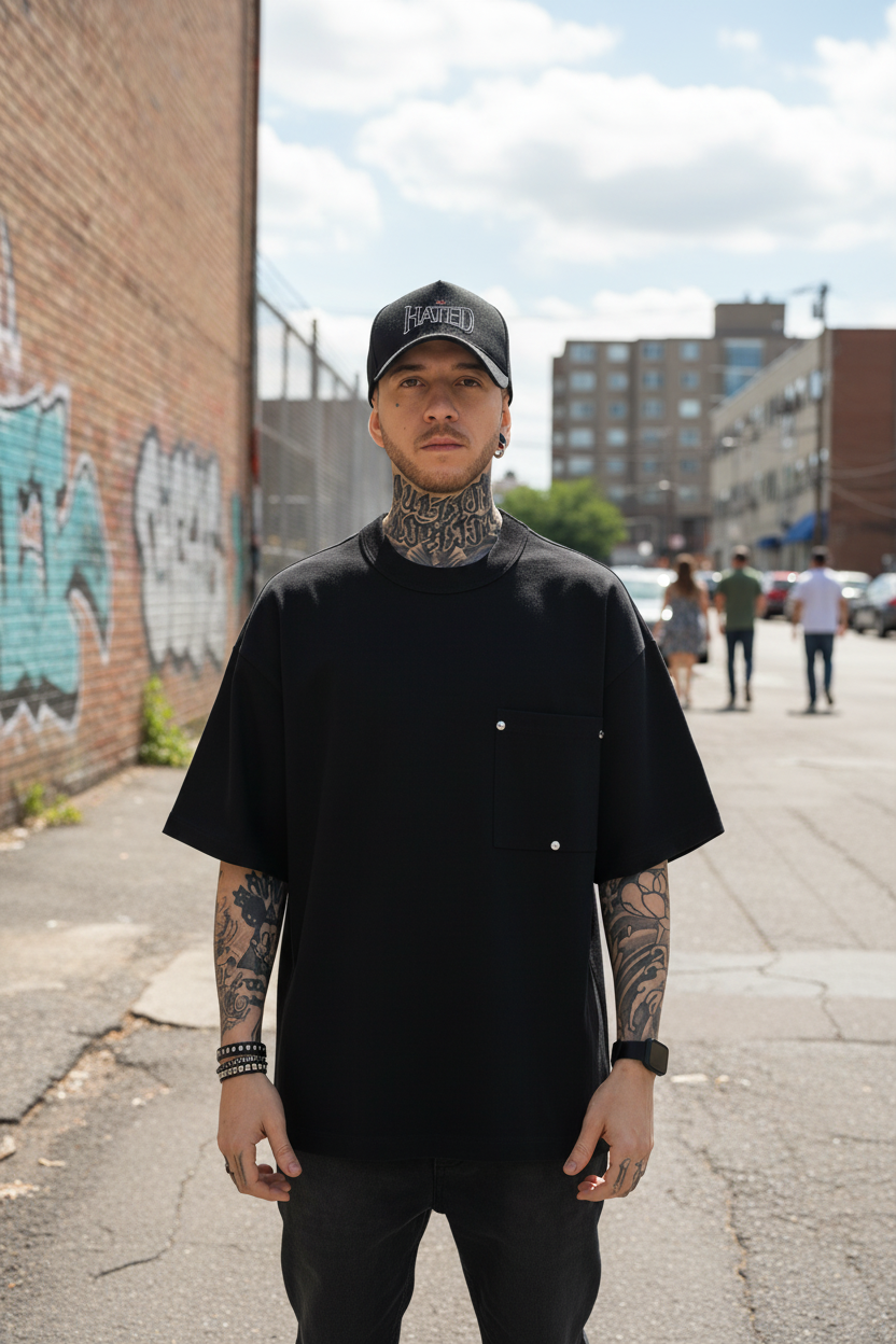 Triangle Patch Cotton Tee - Lifestyle