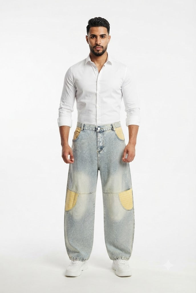 Yellow Patch Bootcut Jeans