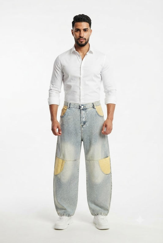 Yellow Patch Bootcut Jeans
