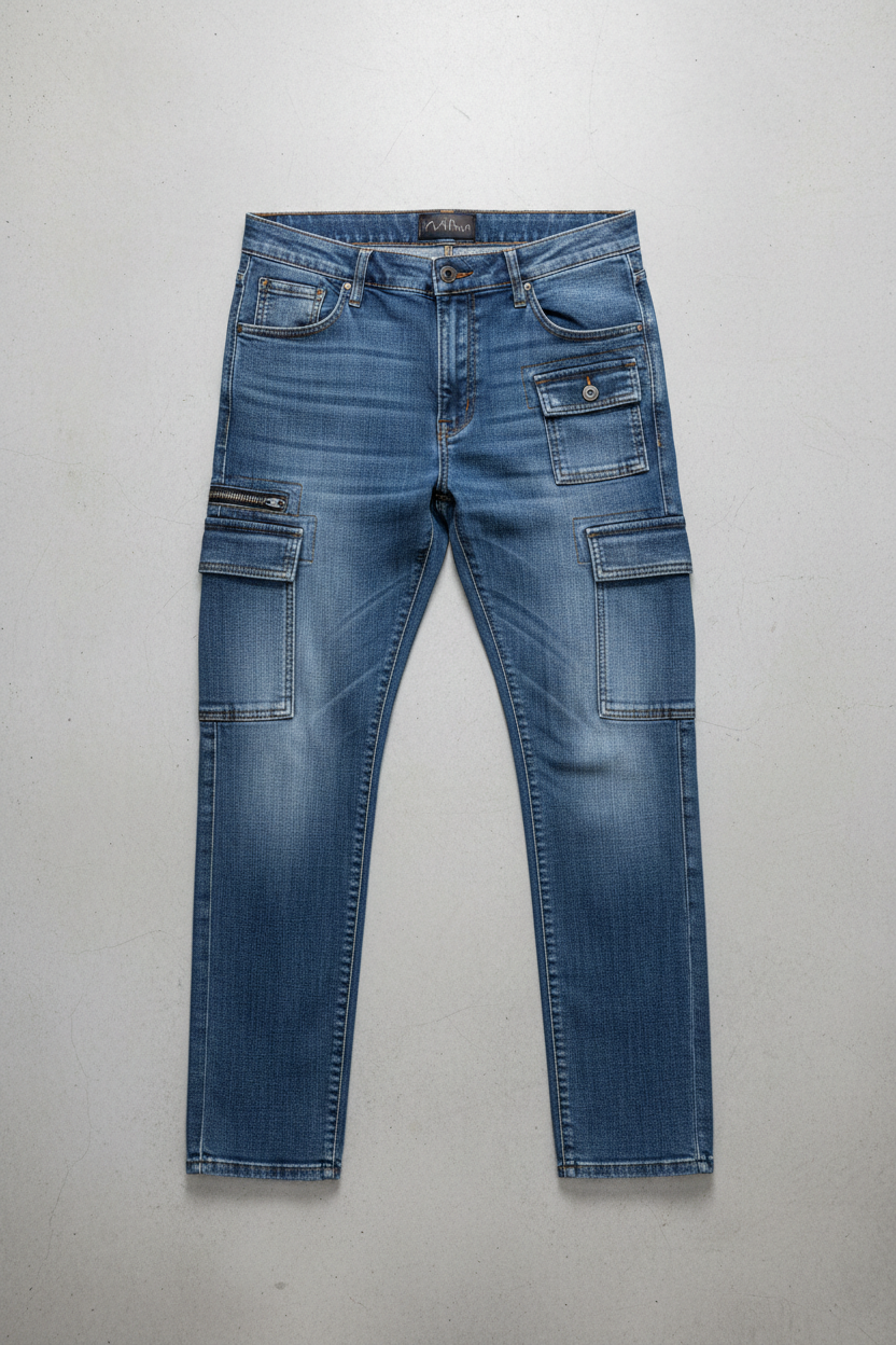 Urban Denim Cargo - Flat Lay