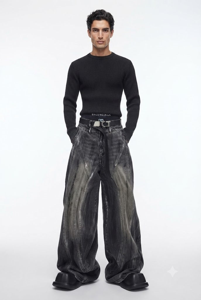 Retro Distressed Wide Leg Loose Jeans