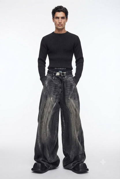 Retro Distressed Wide Leg Loose Jeans