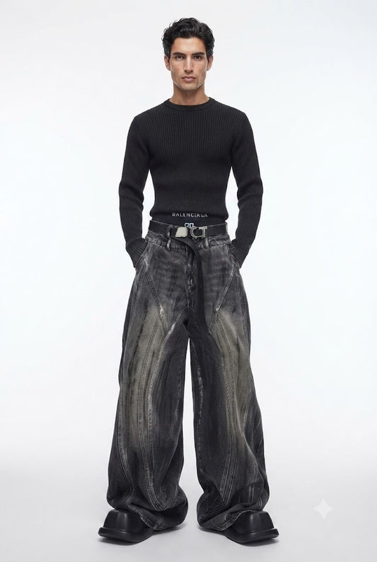 Retro Distressed Wide Leg Loose Jeans