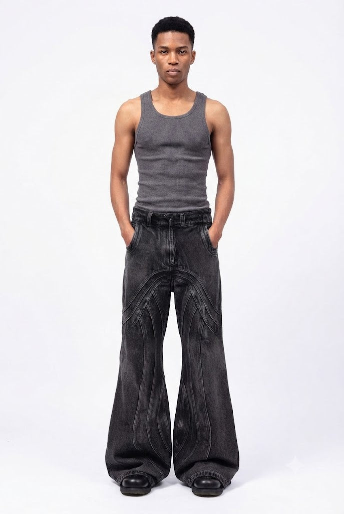 Flared Denim Loose Pants