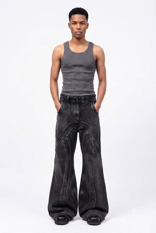 Flared Denim Loose Pants