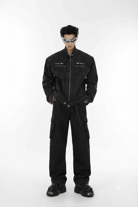 Metal Design Collarless Jacket
