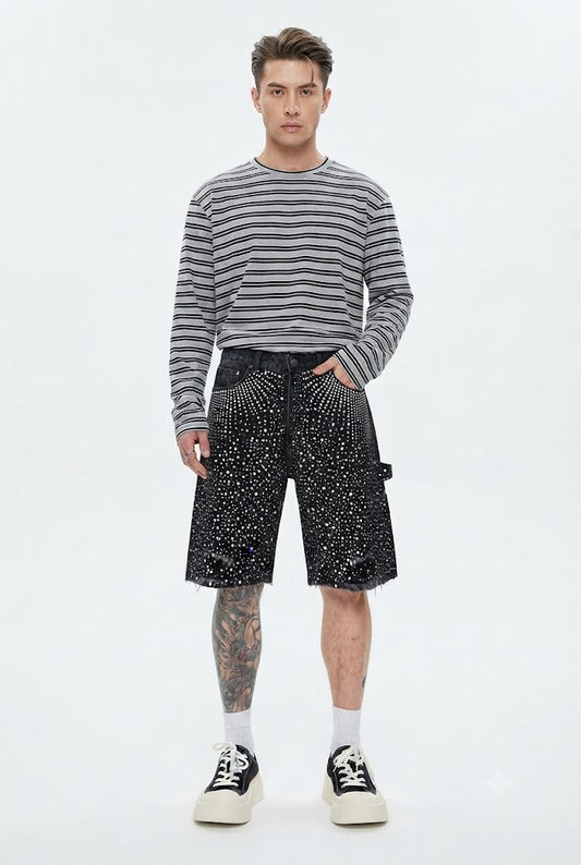 Studded Denim Shorts Novien Apparel