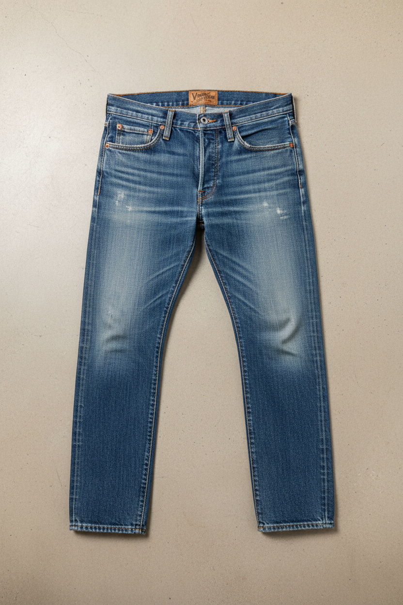Vintage Wash Straight Jeans - Flat Lay