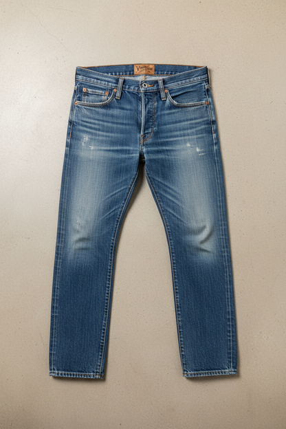 Vintage Wash Straight Jeans - Flat Lay