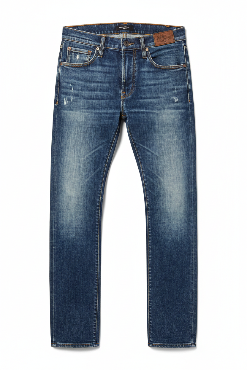 Vintage Wash Straight Jeans - Front View