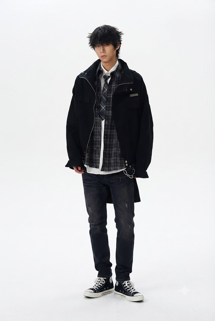 Distressed Collar Men's Coat