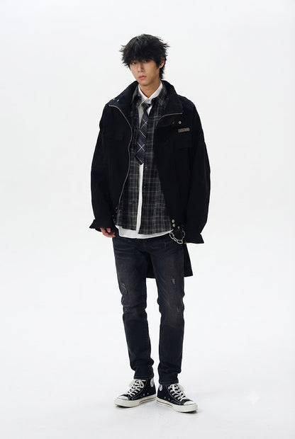 Distressed Collar Men's Coat