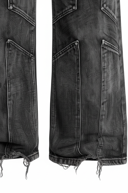 Washed Deconstructed Wide-Leg Denim - Detail Shot