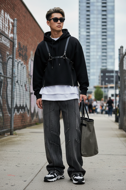 Washed Deconstructed Wide-Leg Denim - Lifestyle