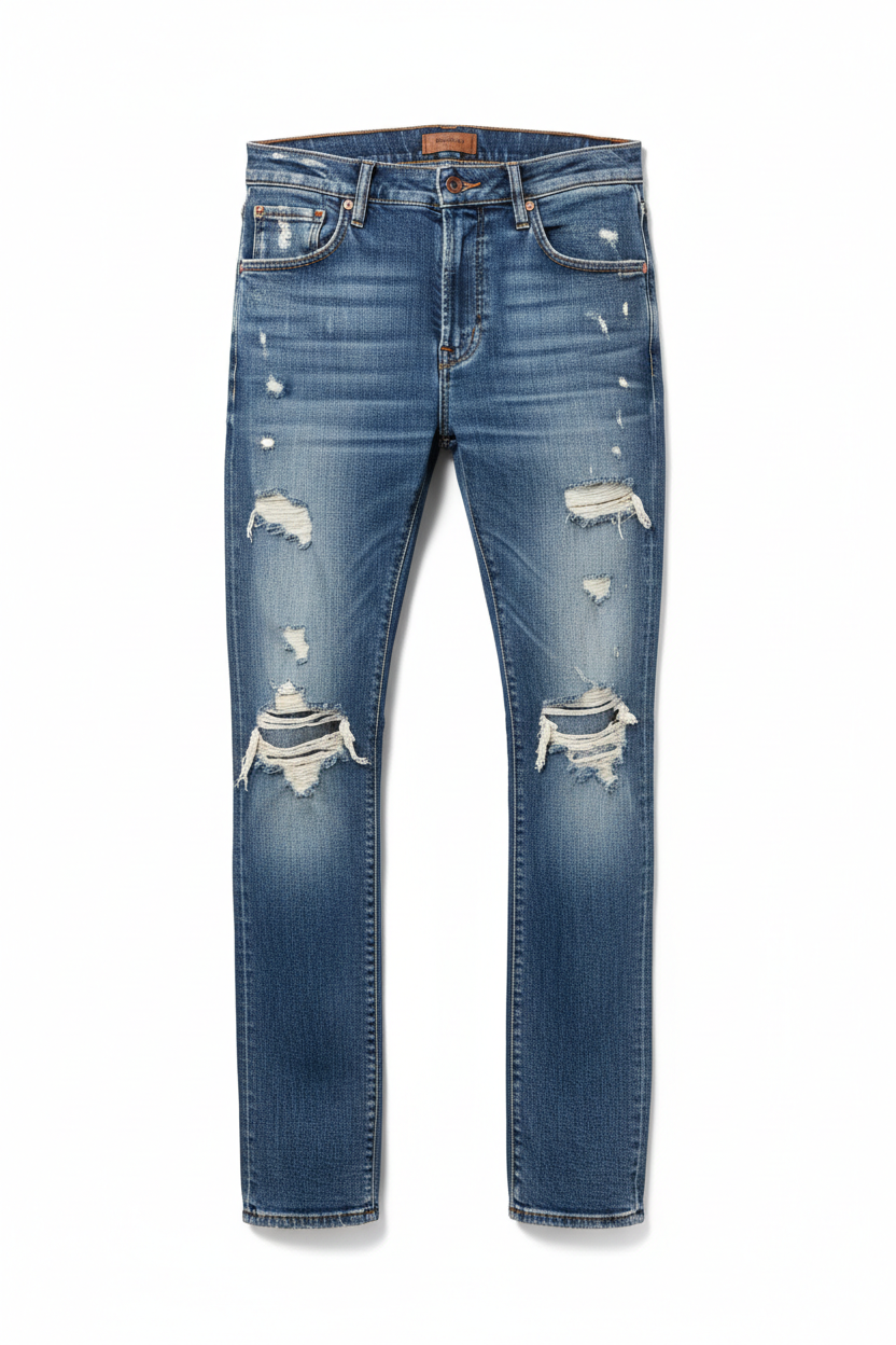 Washed Distressed Jeans - Front View