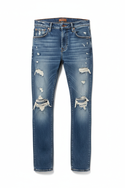 Washed Distressed Jeans - Front View