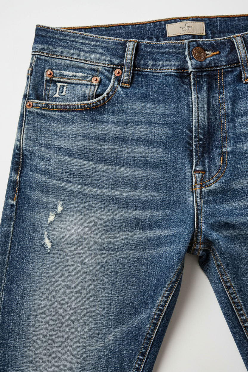 Washed Slim Fit Denim - Close-Up Detail