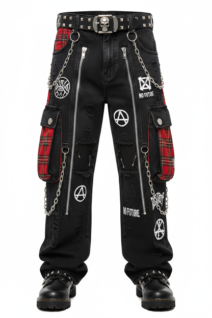 Wide Leg Punk Pants - Front View