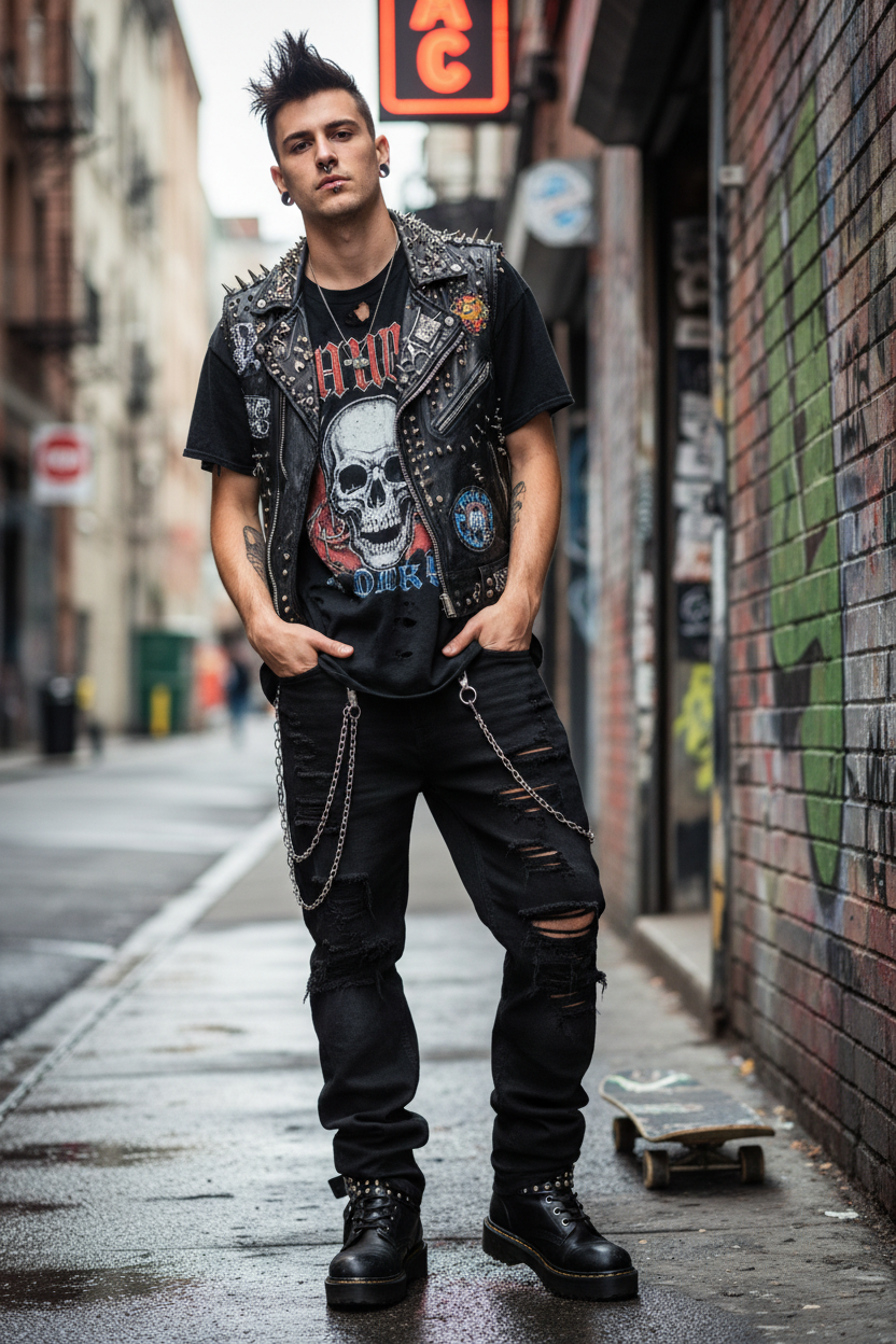 Wide Leg Punk Pants - Lifestyle