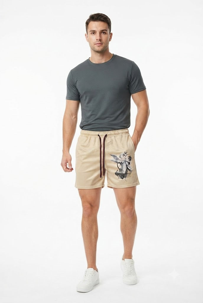 Vintage Graphic Mesh Athletic Shorts
