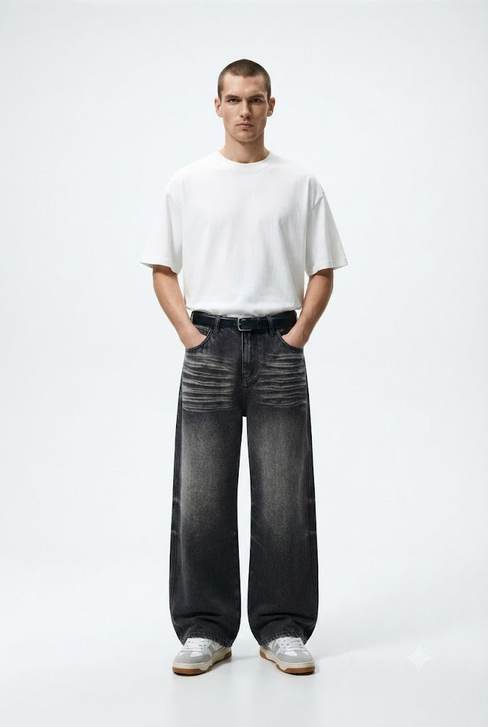 Vintage Washed Straight Leg Jeans