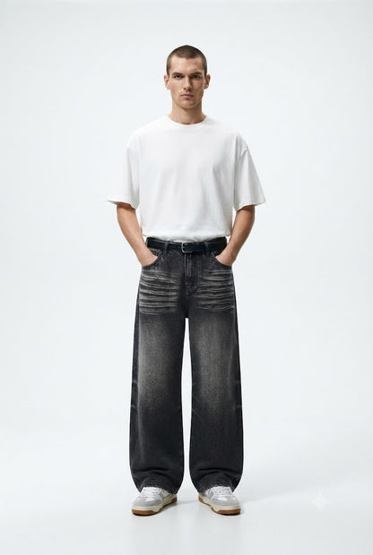 Vintage Washed Straight Leg Jeans