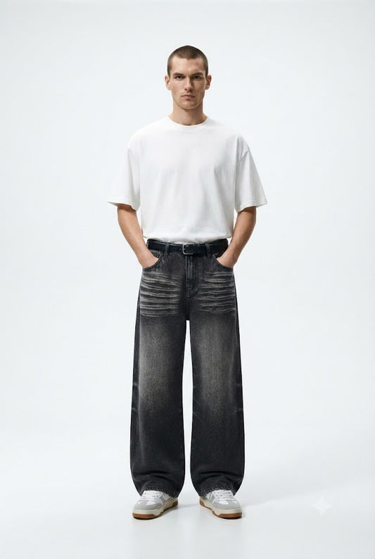 Vintage Washed Straight Leg Jeans
