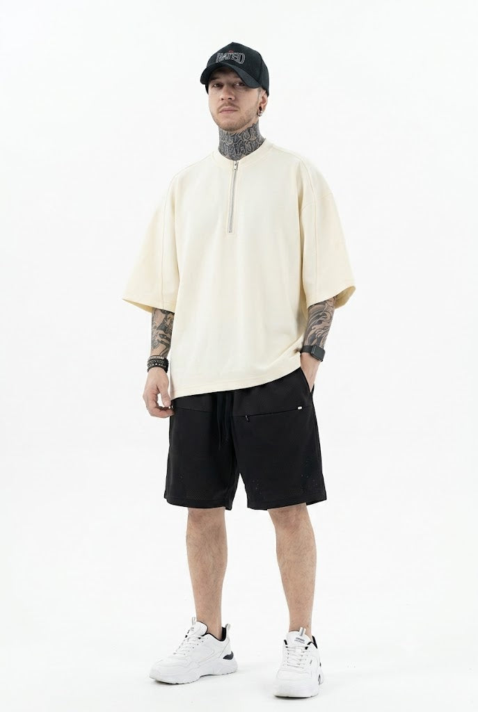 Half Zip Oversized Tee